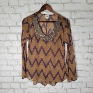 Daytrip long sleeve beaded top blouse